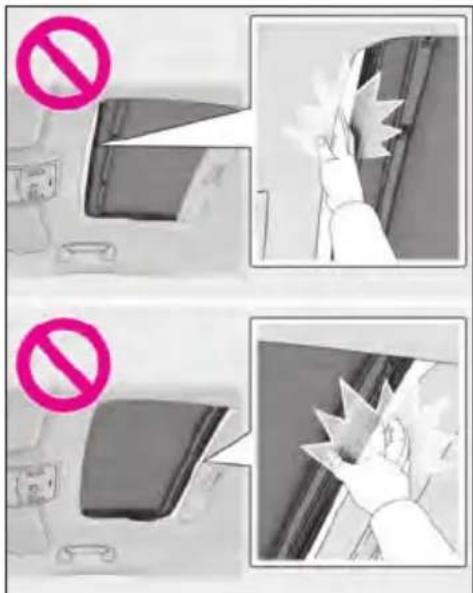 Black-and-white photo showing two scenes of a device with a hand cleaning the interior, marked with a 'no' symbol and no text.