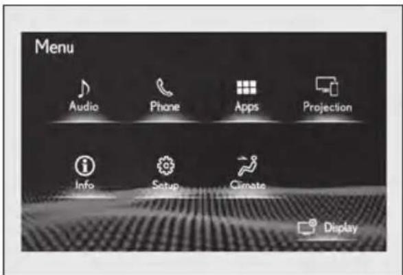 Menu Audio Phone Apps Projection Info Setup Climate Display