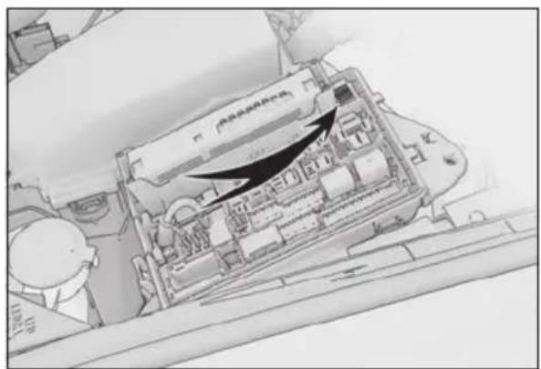 Technical diagram showing a mechanical assembly with labeled components and directional arrows indicating flow or movement.
