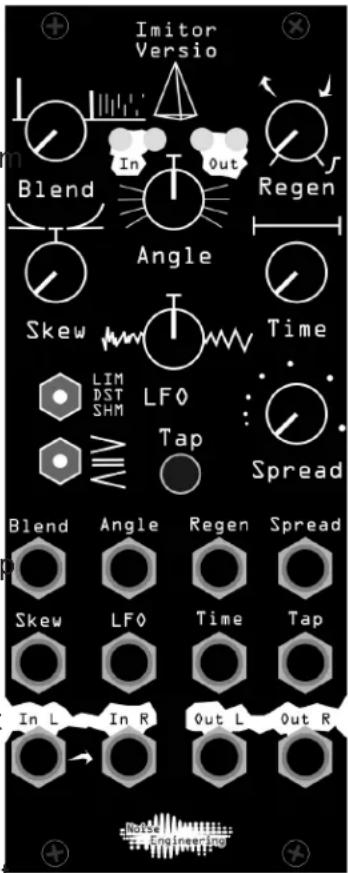 Imitor Versio Blend In Out Regen Angle Skew Time LIM DST SHM LFO Tap Spread Blend Angle Regen Spread Skew LFO Time Tap In L In R Out L Out R End Inneering
