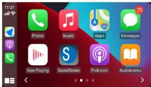 11:31 Phone Music Maps Messages Now Playing SoundStream Podcasts Audiobooks