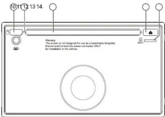 10 11 12 13 14 Warning: The screen is not designed for use as a detachable faceplate. ConnectdConnect the screen connector ONLY for installation in the vehicle.