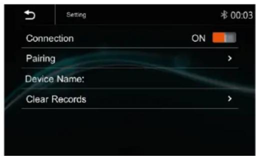 Setting Connection ON Pairing > Device Name: Clear Records >
