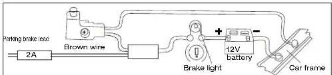 Parking brake leac 2A Brown wire Brake light 12V battery Car frame