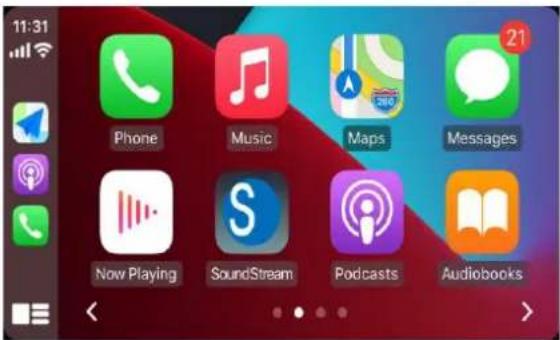 11:31 Phone Music Maps Messages Now Playing SoundStream Podcasts Audiobooks