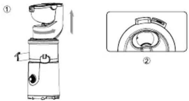 Technical diagram of a kitchen mixer with labeled parts and cross-sectional view
