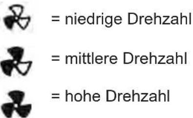 = niedrige Drehzahl = mittlere Drehzahl = hohe Drehzahl