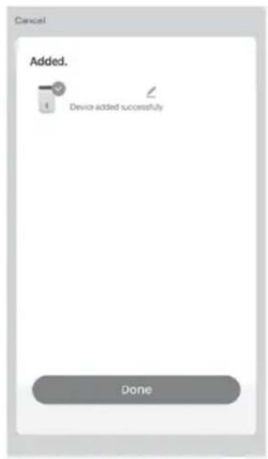 Cancel Added. Device added successfully Done