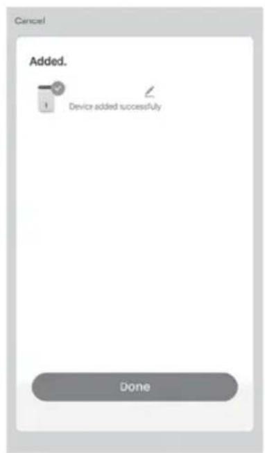 Cancel Added. Device added successfully Done