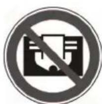 Prohibition sign with a diagonal line crossing over a document icon, indicating no text or symbols beyond the prohibition symbol.