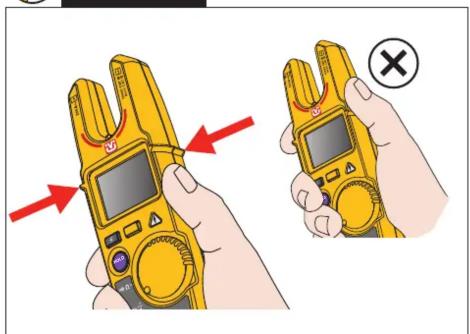 Illustration showing two hands holding yellow handheld devices with red arrows and a cross symbol indicating cancellation or error.