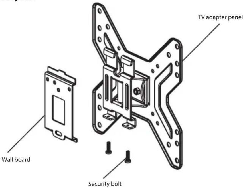 TV adapter panel Wall board Security bolt