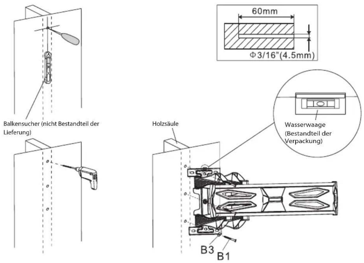 ECG LD 326001 - 1B – Montage an eine Holztrennwand - 1