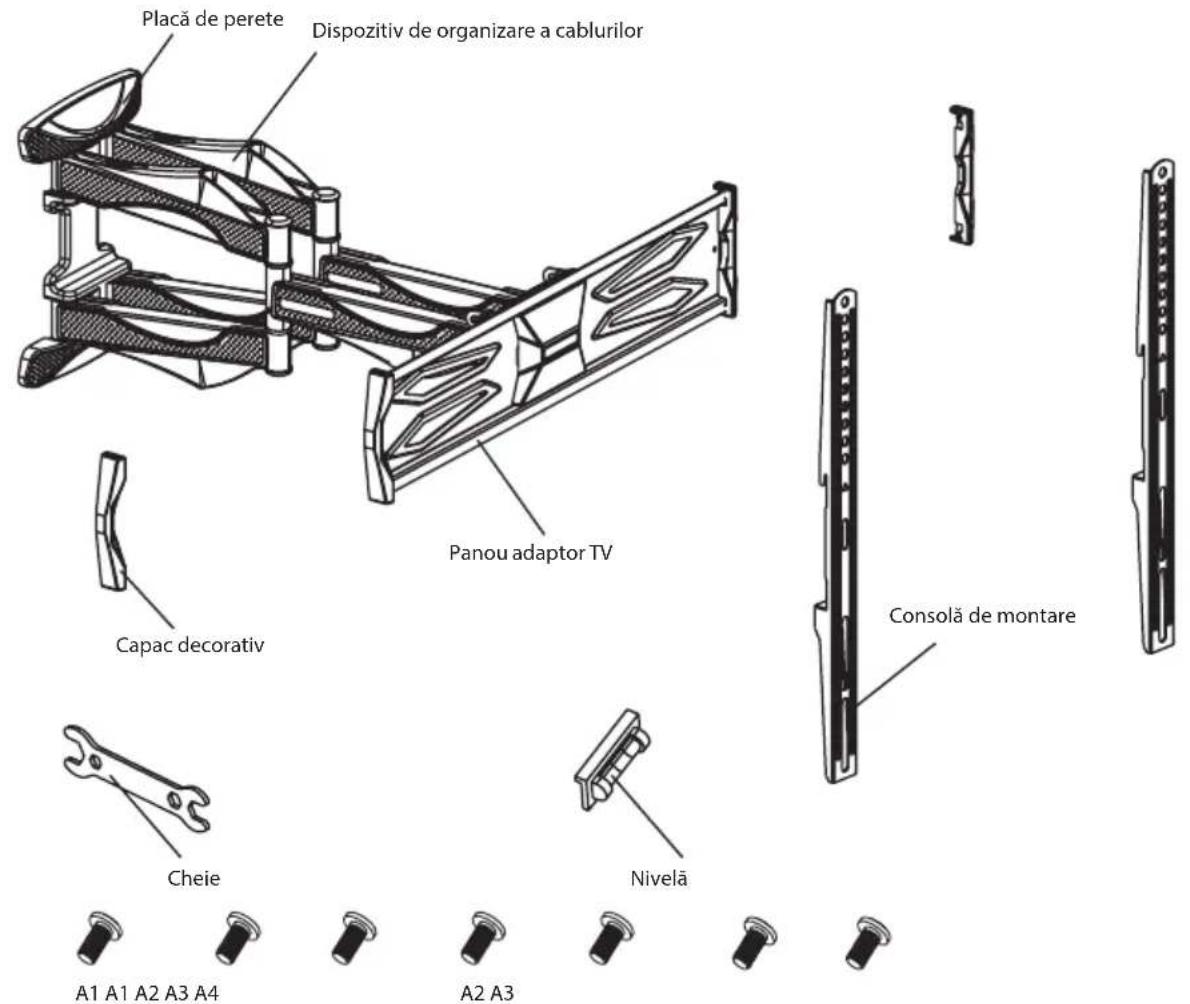 Placă de perete Dispositiv de organizare a cablurilor Panou adaptor TV Capac decorativ Consolă de montare Cheie Nivelă A1 A1 A2 A3 A4 A2 A3