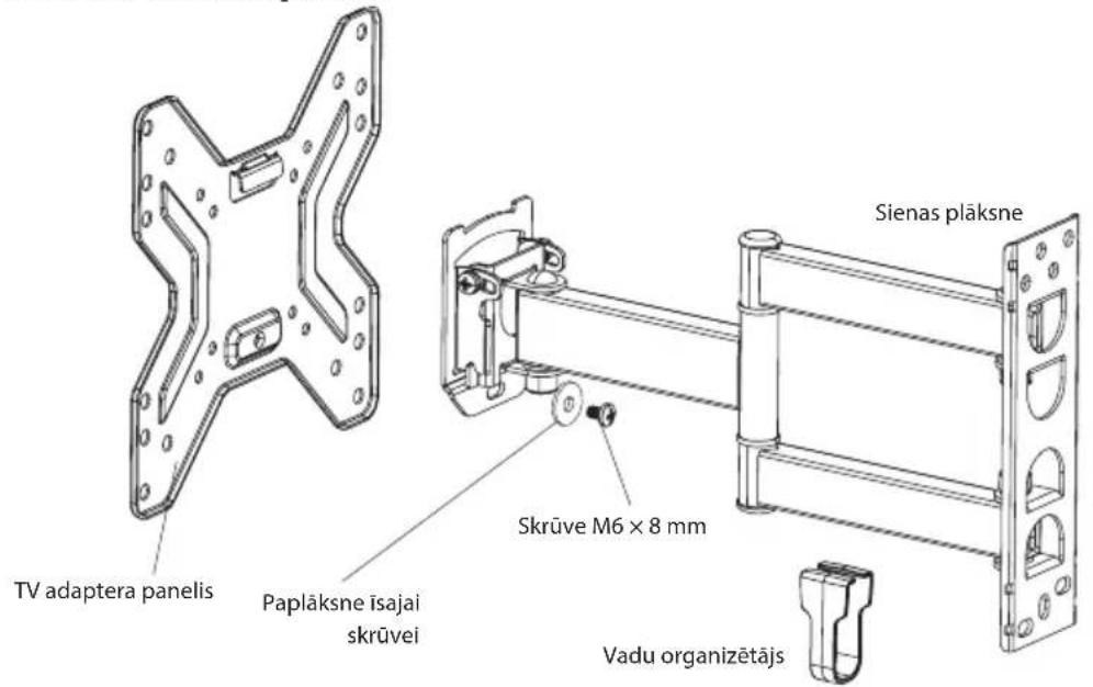 TV adaptera panelis Paplāksne išajai skrūvei Sienas plāksne Skrūve M6 × 8 mm Vadu organizētājs