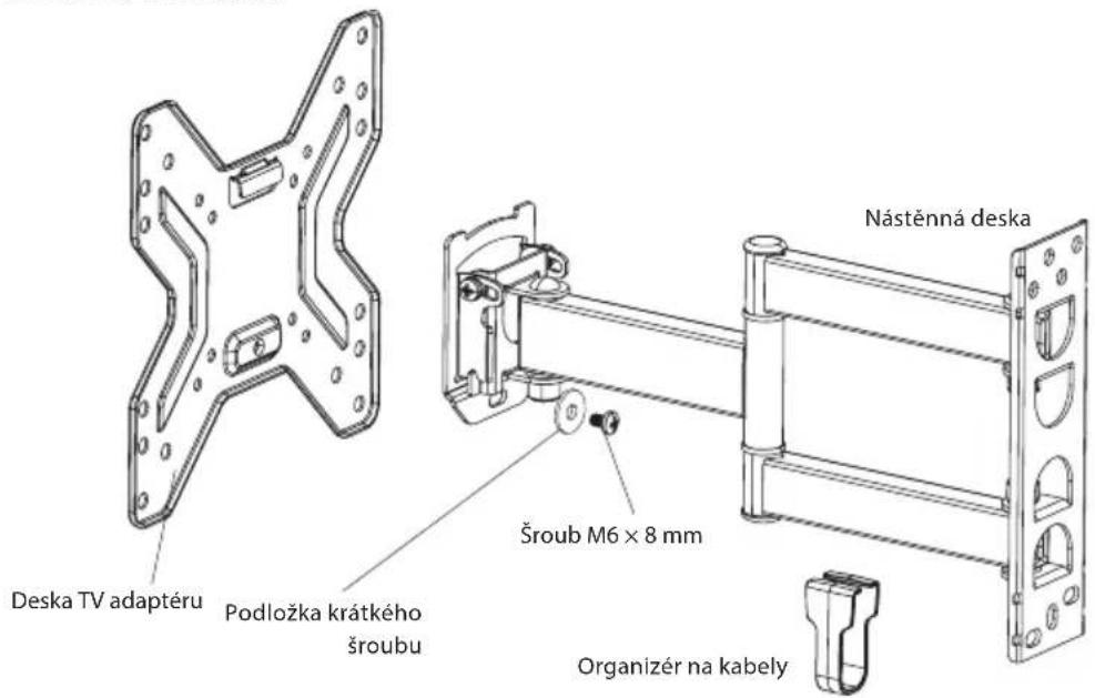 Deska TV adaptéru Podložka krátkého šroubu Šroub M6 x 8 mm Nástěnná deska Organizér na kabely