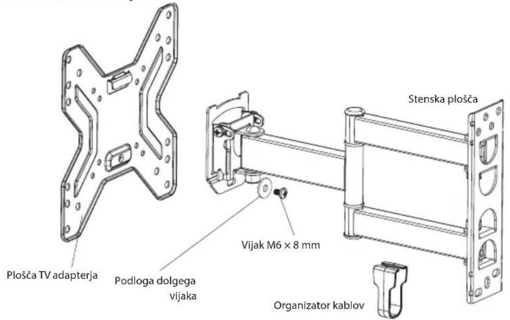 Plošča TV adapterja Podloga dolgega vijaka Stenska plošča Vijak M6 x 8 mm Organizator kablov