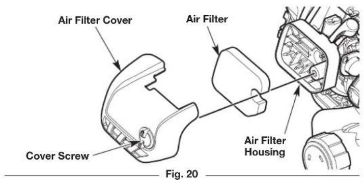 Air Filter Cover Cover Screw Air Filter Air Filter Housing Fig. 20