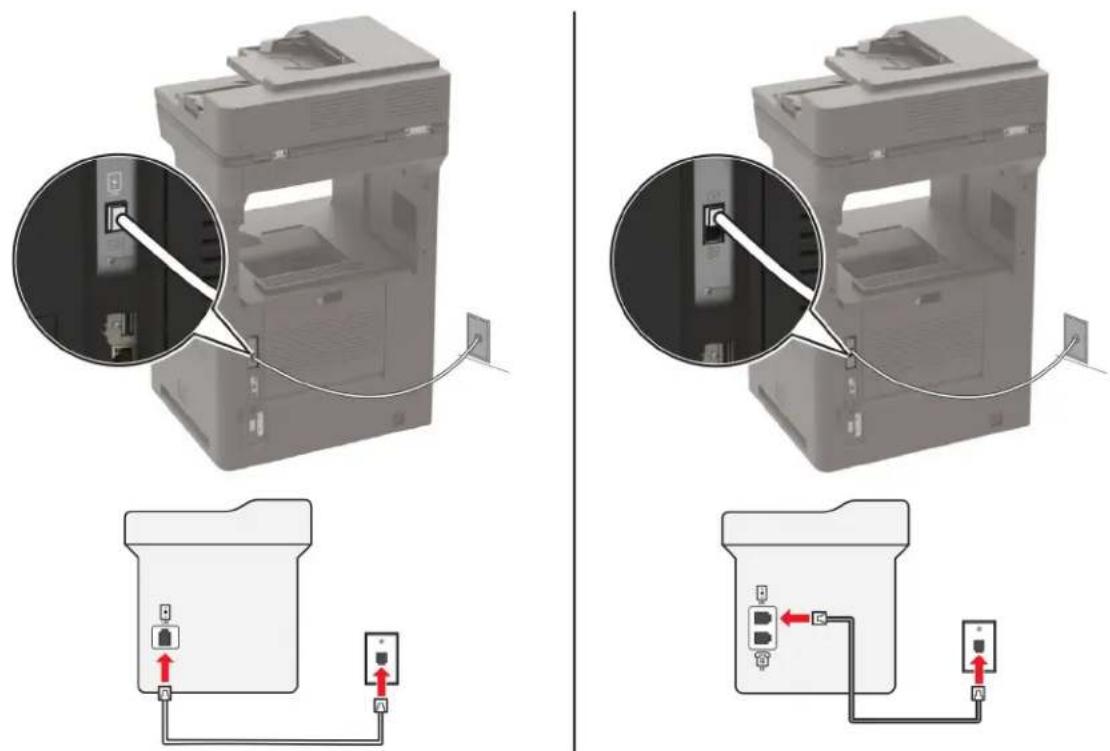 LEXMARK XM7355 - Einrichten der Faxfunktion über eine Standardtelefonleitung - 1