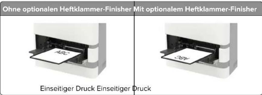 Ohne optionalen Heftklammer-Finisher Mit optionalem Heftklammer-Finisher Einseitiger Druck Einseitiger Druck