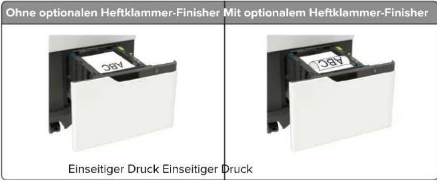 Ohne optionalen Heftklammer-Finisher Mit optionalem Heftklammer-Finisher Einseitiger Druck Einseitiger Druck