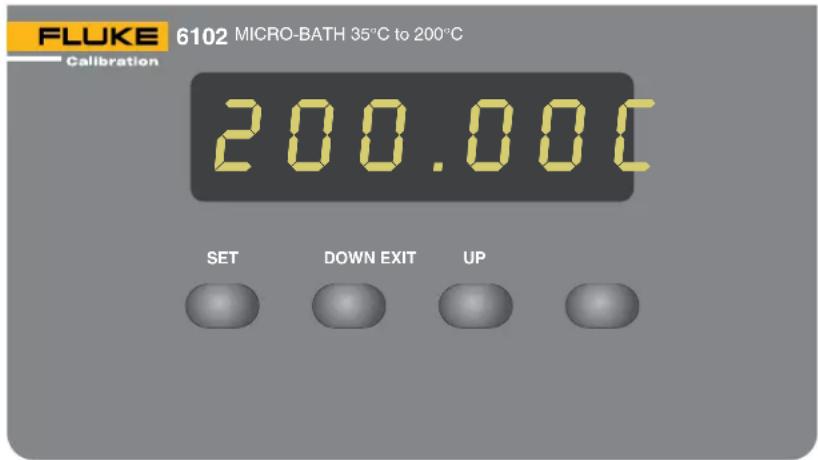 FLUKE 6102 MICRO-BATH 35°C to 200°C Calibration 200.00°C SET DOWN EXIT UP