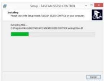 Setup - TASCAM SS250 CONTROL Installing Please visit while Setup installs TASCAM SS250 CONTROL on your computer. Extracting files... C:\Program Files\ (WIN\TASCAM\TASCAM SS250\CONTROL\speng\DSw-df) Cancel