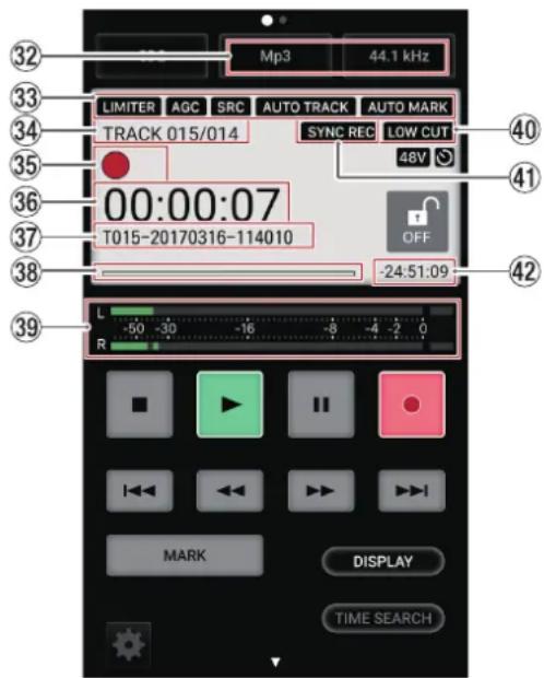 32 33 34 35 36 37 38 39 L -50 -30 -16 -8 -4 -2 0 R MP3 44.1 kHz LIMITER AGC SRC AUTO TRACK AUTO MARK TRACK 015/014 SYNC REC LOW CUT 48V 00:00:07 T015-20170316-114010 OFF MARK DISPLAY TIME SEARCH