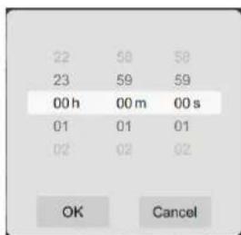 22 58 58 23 59 59 00 h 00 m 00 s 01 01 01 02 02 02 OK Cancel