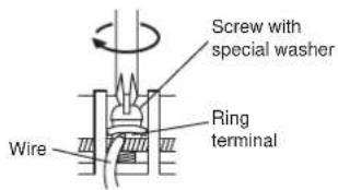 Screw with special washer Ring terminal Wire