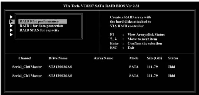 GIGABYTE GA-K8V Ultra-939 - VT8237 (VT8237R) SATA RAID BIOS の設定の設定 - 2