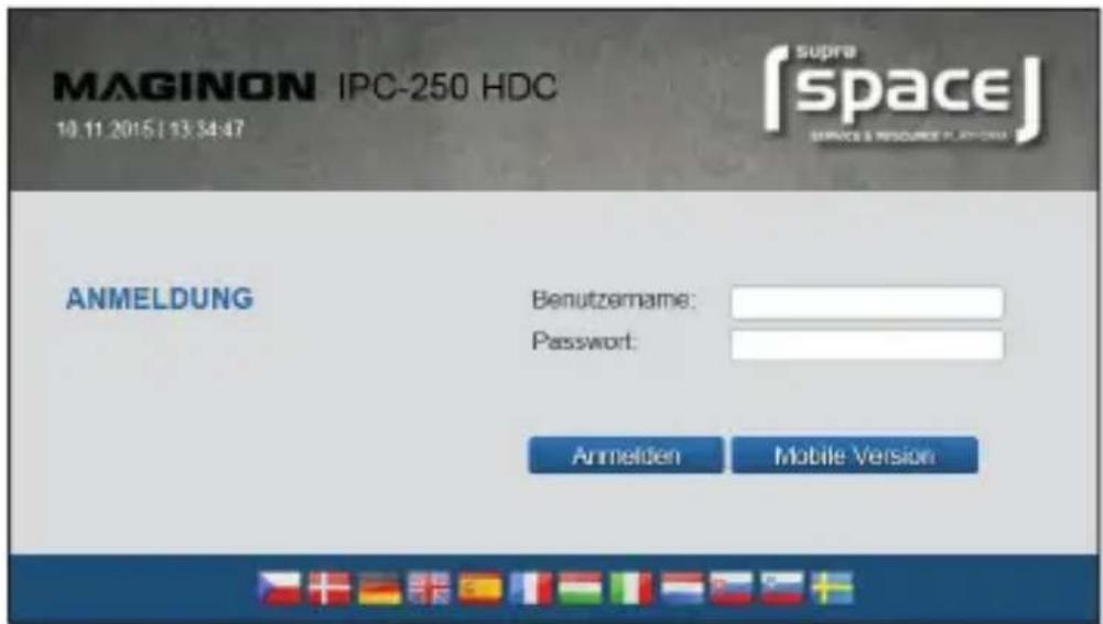 MAGINON IPC-250 HDC 10.11.2015 | 13:34:47 supra [space] SERVICE & RESOURCE (RIP) ANMELDUNG Benutznahme: Password: Anmelden Mobile Version