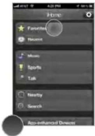 iPhone Favorites Hearnt Music Sports Talk Nearty Search Aco-enhanced Devices