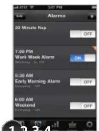 20 Minute Nap OFF 7:00 PM Work Week Alarm Monday - By 10% ON 5:30 AM Early Morning Alarm Corresponding - Off OFF 6:00 AM Weekend Off