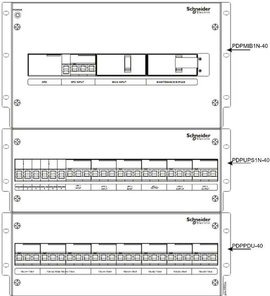Schneider Electric PDPMIB1N-40 SPD SPO INPUT MAIN INPUT MAINTENANCE BYPASS Schneider Electric PDPUPS1N-40 PDPUPS1N-40 PDPPPDU-40 PDP150Hz