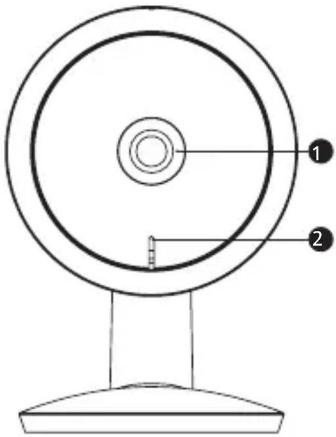 Technical diagram of a circular device with labeled parts 1 and 2, showing concentric rings and a base structure.