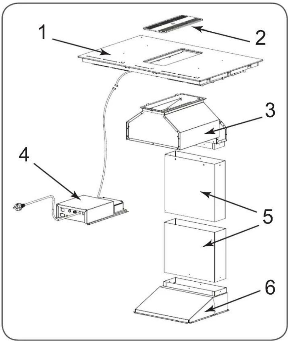 Exploded view diagram of a device with numbered parts for assembly or maintenance reference