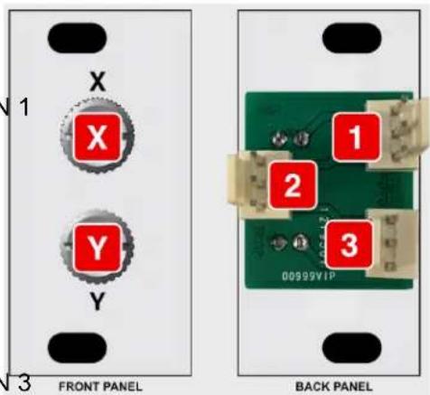 X Y 1 Y 3 FRONT PANEL 1 2 3 00999VTP BACK PANEL