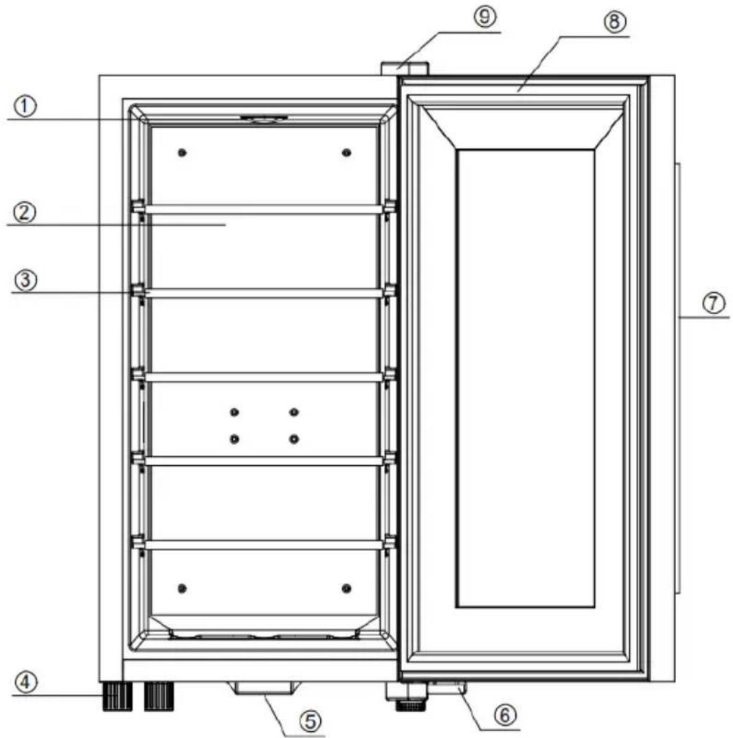 Technical diagram of a multi-level heating unit with numbered components for identification