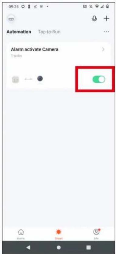 09:24 Automation Tap-to-Run Alarm activate Camera 1 tanks Home Smart Mix