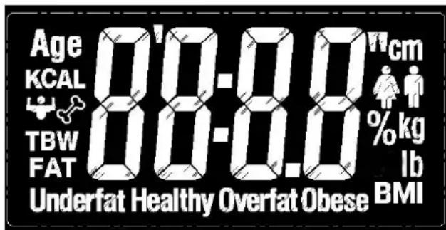 Age KCAL TBW FAT 08-0.0 cm %kg lb Underfat Healthy Overfat Obese BMI