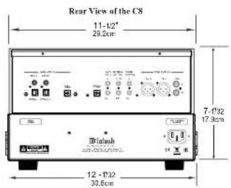 Rear View of the C8 11-12" 29.2cm 7-132 17.9cm 12-132 30.6cm