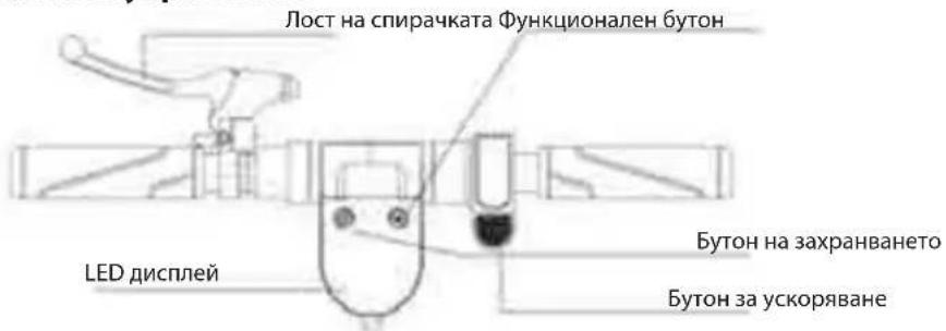 Лост на спирачката Функционален бутон LED дисплей Бутон на захранването Бутон за ускоряване