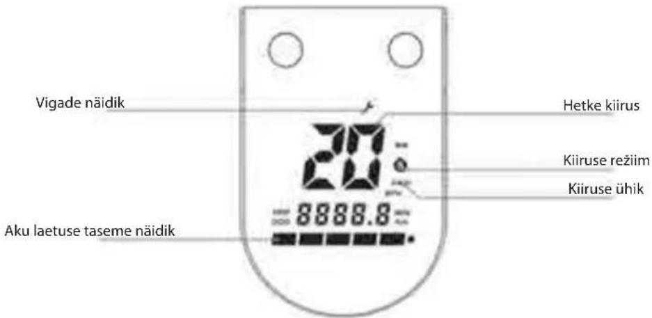 Vigade näidik 20 =8888.8= Aku laetuse taseme näidik Hetke kiirus Kiiruse režiim Kiiruse ühik