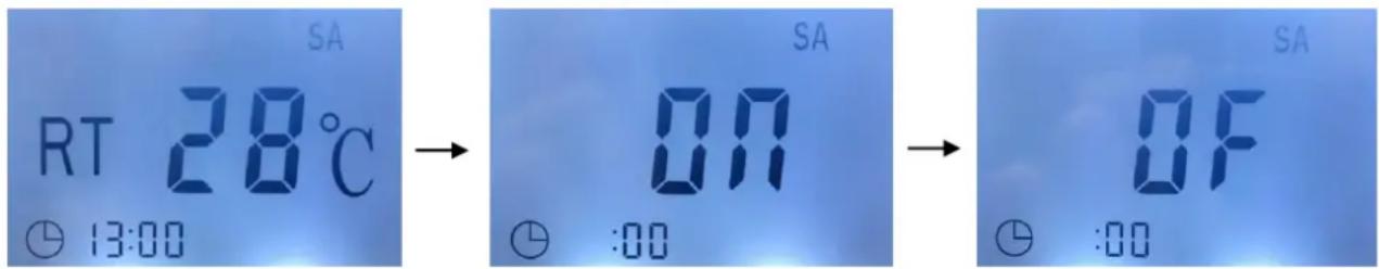 RT 28°C 13:00 SA ON SA ON OF SA 13:00