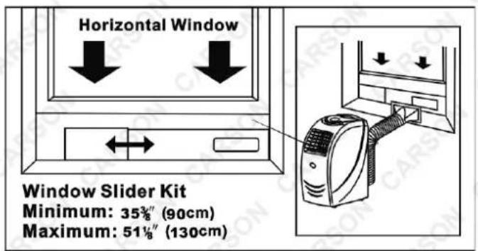Horizontal Window Window Slider Kit Minimum: 35½" (90cm) Maximum: 51½" (130cm)