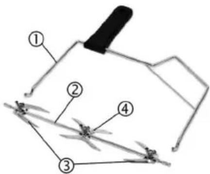 Diagram of a mechanical device with numbered components, likely for assembly or maintenance instructions.