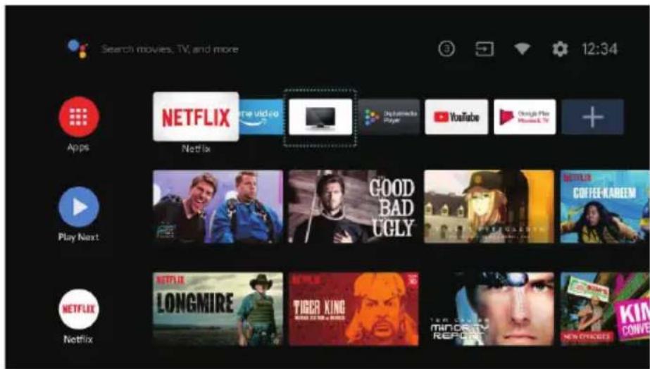 Search movies, TV, and more 12:34 Apps Netflix Play Next NETFLIX Netflix NETFLIX LONGMIRE TIBER KING MINORITY REPORT NEW OFFICE Google Play Music & TV + GOOD BAD UGLY NETFLIX COFFEE-KARBEEM KING CONVE