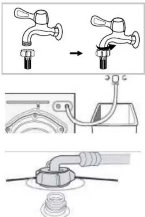 Diagram illustrating the installation and repair process of a faucet, showing step-by-step assembly and component assembly.