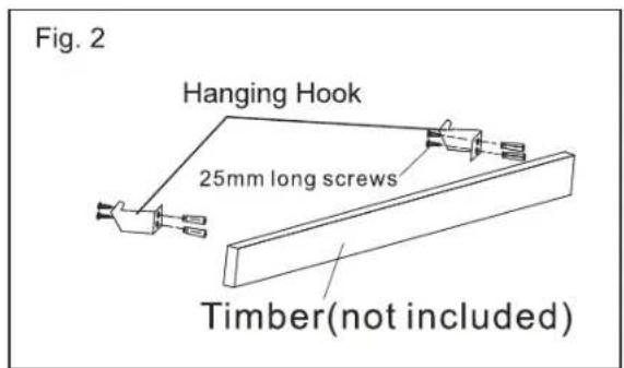 Fig. 2 Hanging Hook 25mm long screws Timber(not included)